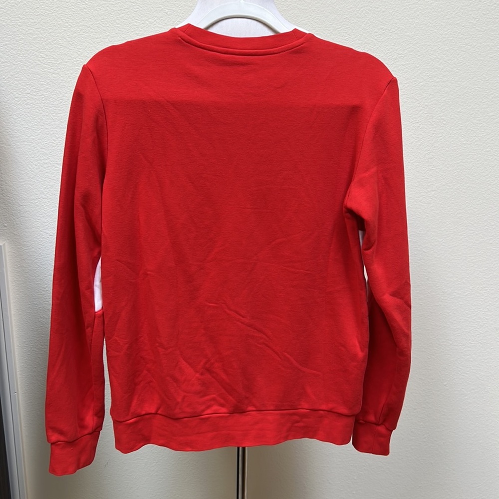 Adidas Red and White Logo Crewneck Sweatshirt Youth Sz Large - Picture 5 of 11